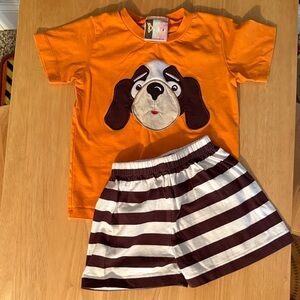 Smokey Appliqué Orange Short Set